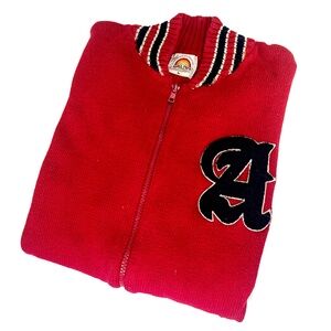 Red Knit Vintage Lettered Sweater from Japan